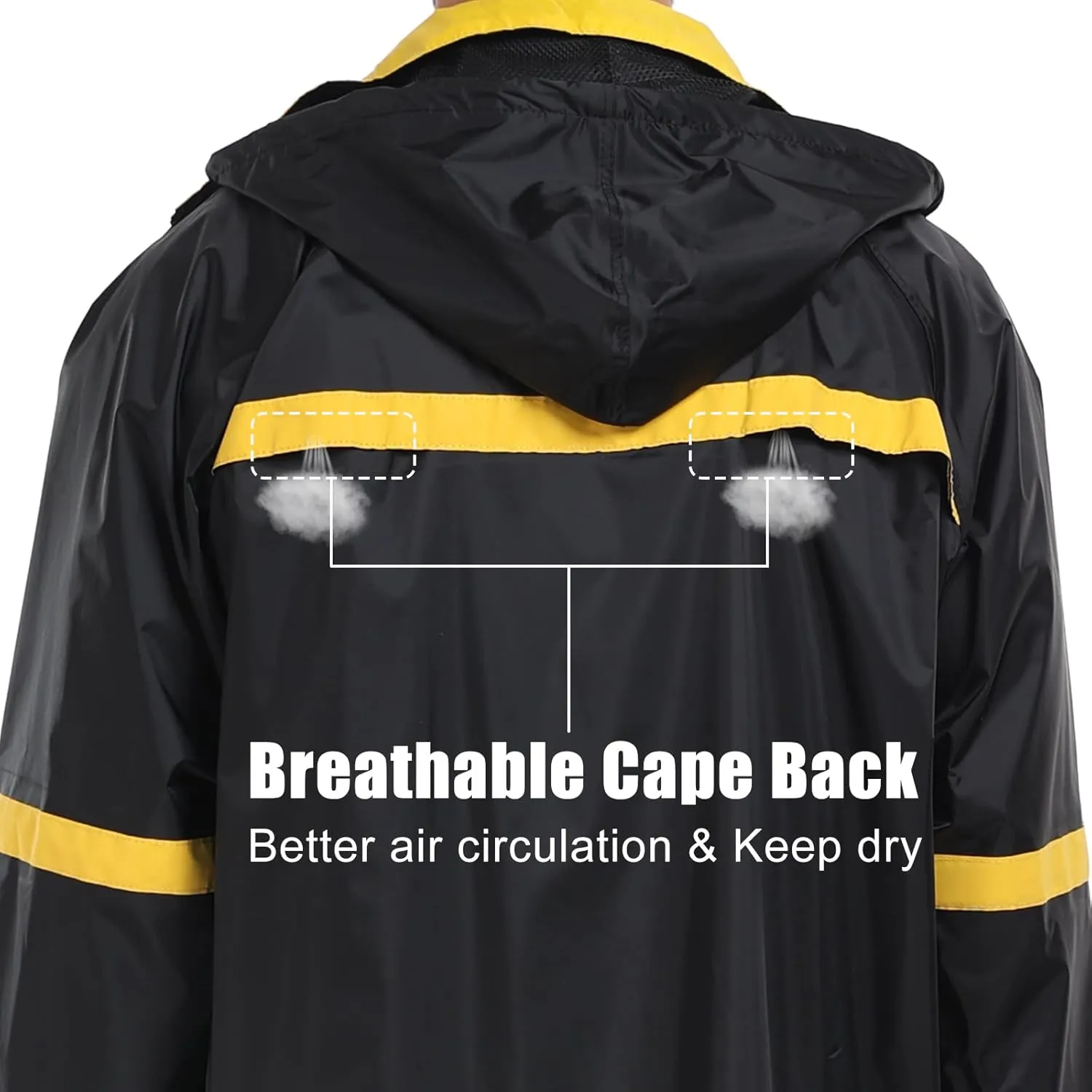 Ourcan Classic Long Raincoat for Men Waterproof Hooded Rain Jacket Poncho Breathable Lightweight Rainwear for Work Fishing