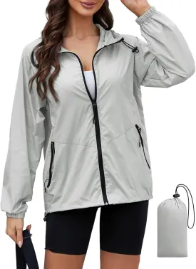 PITINAN Rain Jacket Women Waterproof Lightweight Rain Jacket With Hood Packable Raincoat with Pockets S-XXL