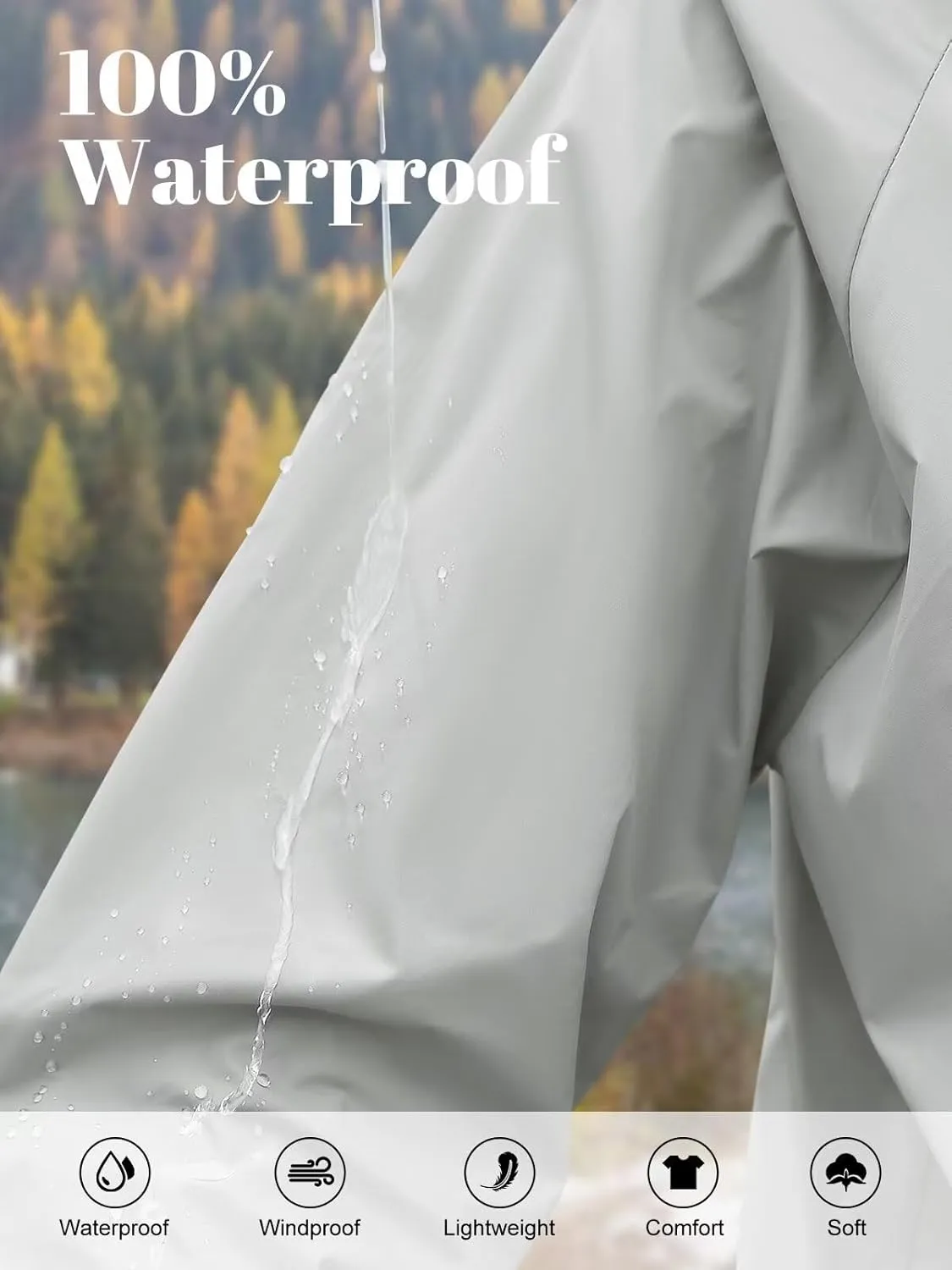 PITINAN Rain Jacket Women Waterproof Lightweight Rain Jacket With Hood Packable Raincoat with Pockets S-XXL