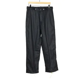 "Pat-a-Cake Pants" in navy chalk stripe wool and cashmere flannel