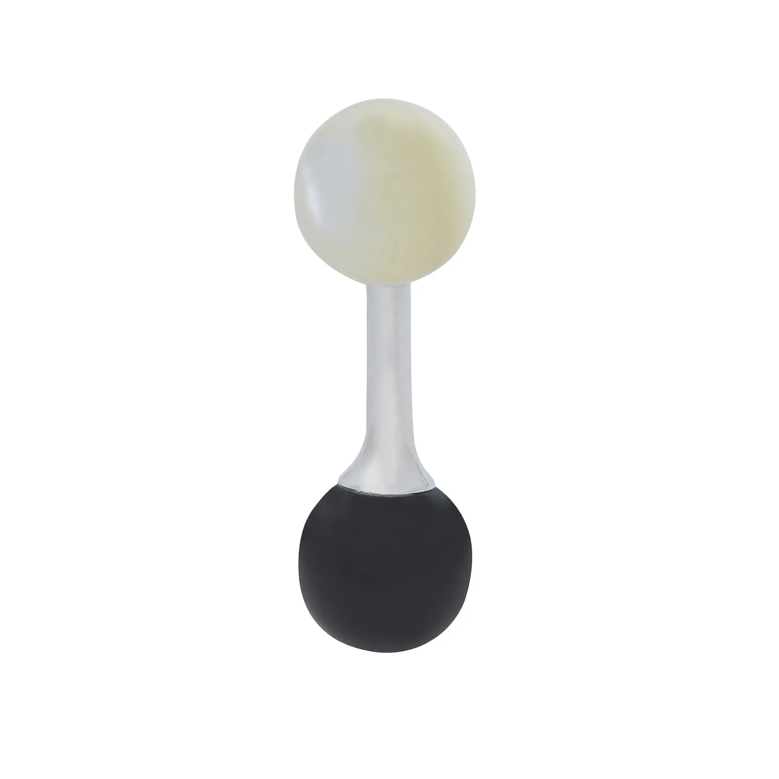 Reversible Onyx and Mother-of-Pearl Bulb Sterling Silver Cufflinks