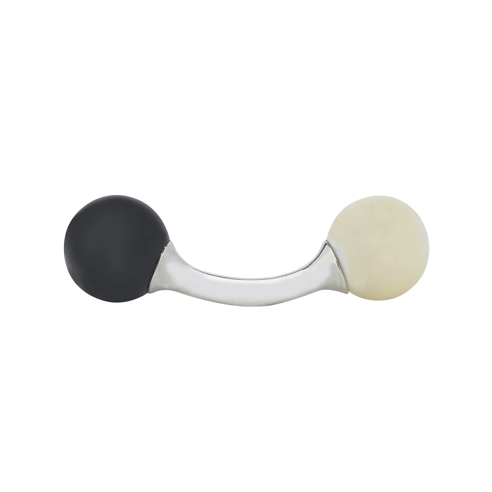 Reversible Onyx and Mother-of-Pearl Bulb Sterling Silver Cufflinks