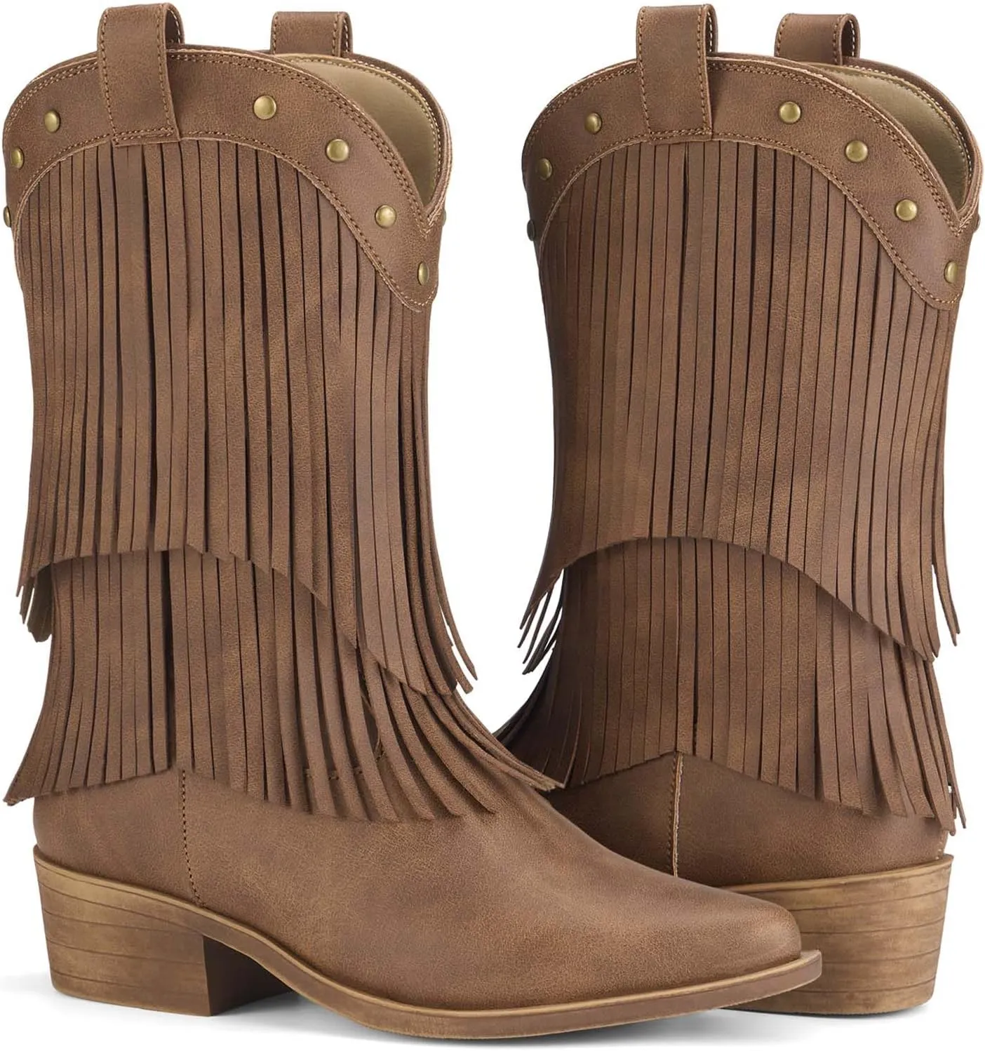 Rollda Girls Cowboy Boots with Tassel, Fringe Cowgirl Boots, Snip Toe, TPR Outsole, Kids Western Boots Stylish & Comfortable for All-Seasons, Toddler/Little Kid/Big Kid
