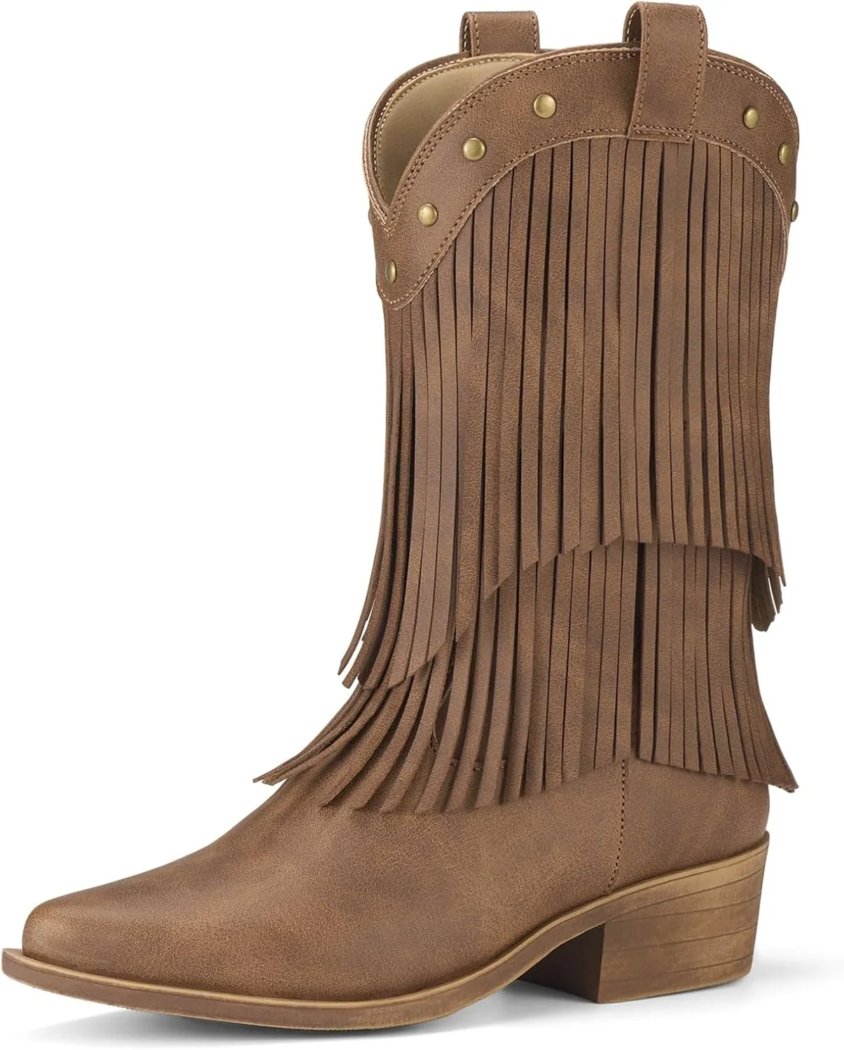 Rollda Girls Cowboy Boots with Tassel, Fringe Cowgirl Boots, Snip Toe, TPR Outsole, Kids Western Boots Stylish & Comfortable for All-Seasons, Toddler/Little Kid/Big Kid