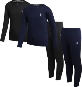 Spyder Kids Thermal Underwear Set - 4 Piece Brushed Back Fleece Lined Long Johns Base Layer Set for Boys and Girls (4-18)