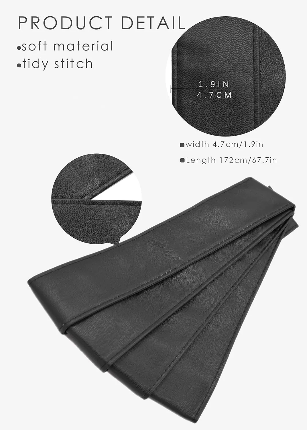 TeeYee Women OBI Belt Fashion Solid Color PU Leather 4.5cm Wide Waist Band 70 Inch in Extra Size