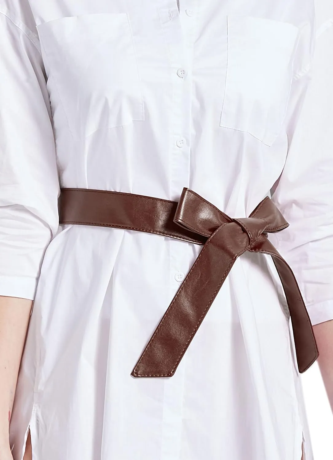 TeeYee Women OBI Belt Fashion Solid Color PU Leather 4.5cm Wide Waist Band 70 Inch in Extra Size
