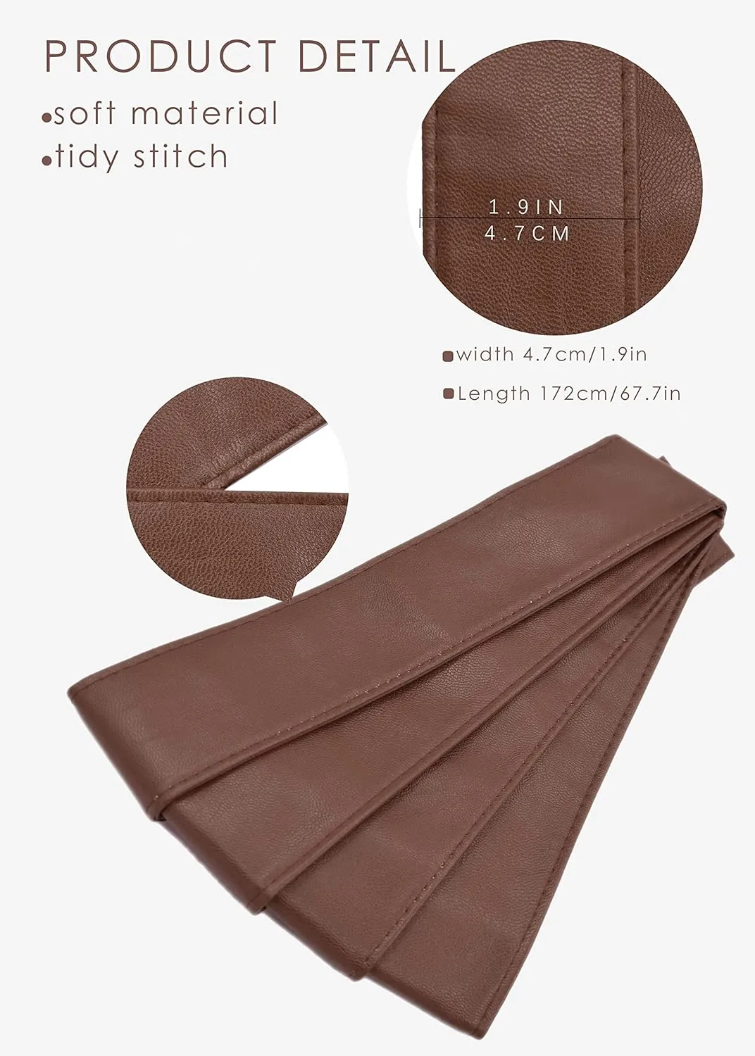 TeeYee Women OBI Belt Fashion Solid Color PU Leather 4.5cm Wide Waist Band 70 Inch in Extra Size