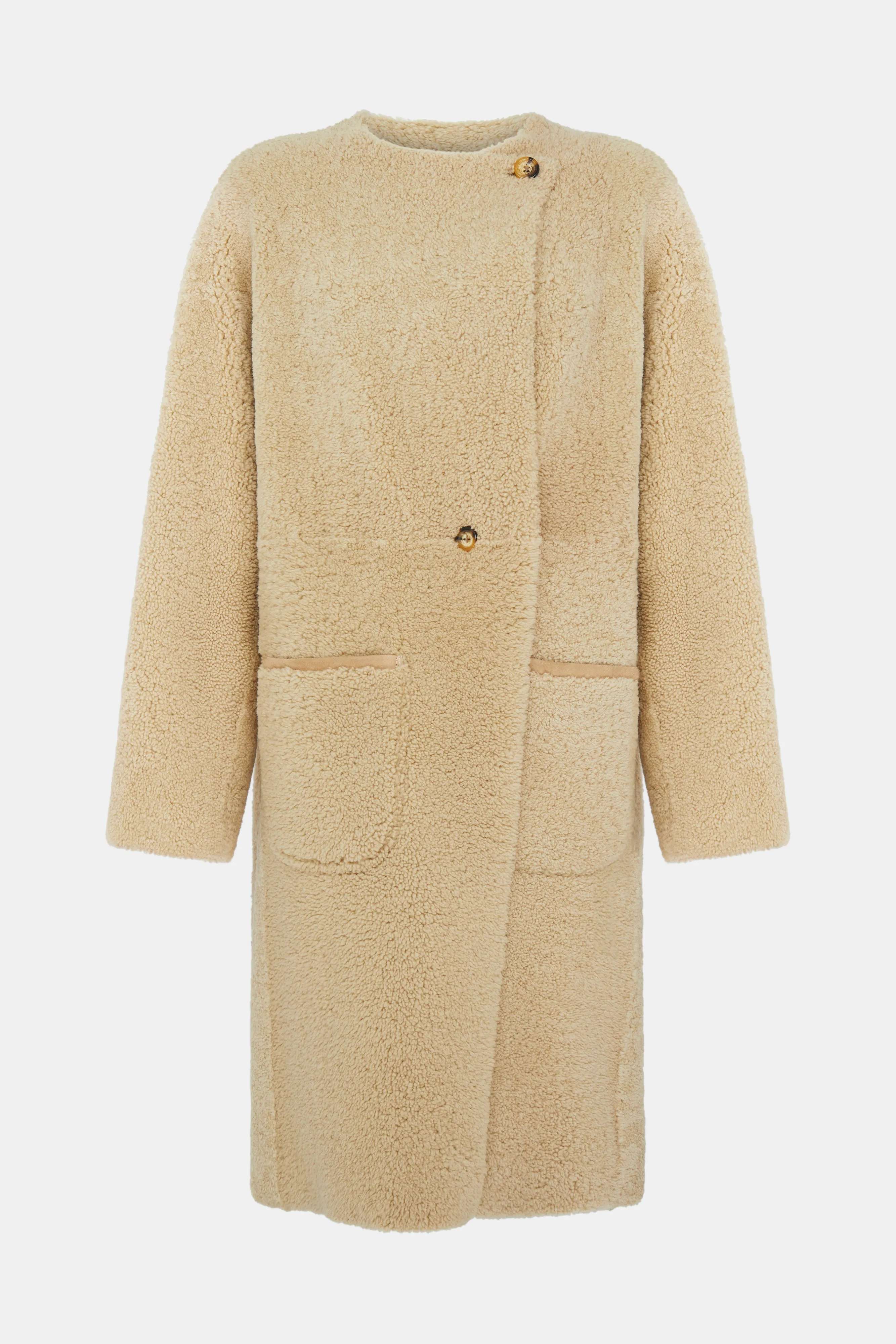 Vanilla Curly Shearling Reversible Coat