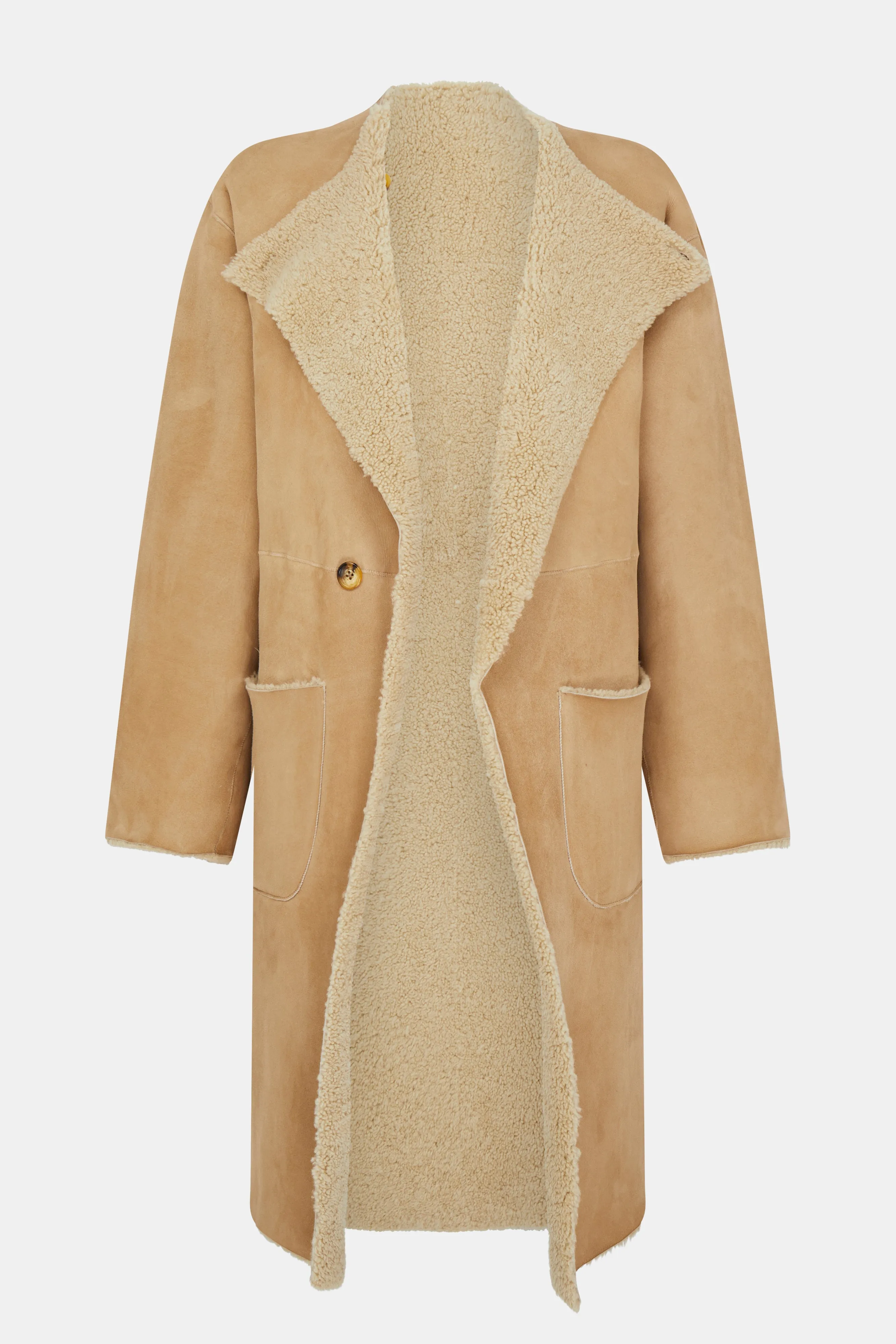 Vanilla Curly Shearling Reversible Coat