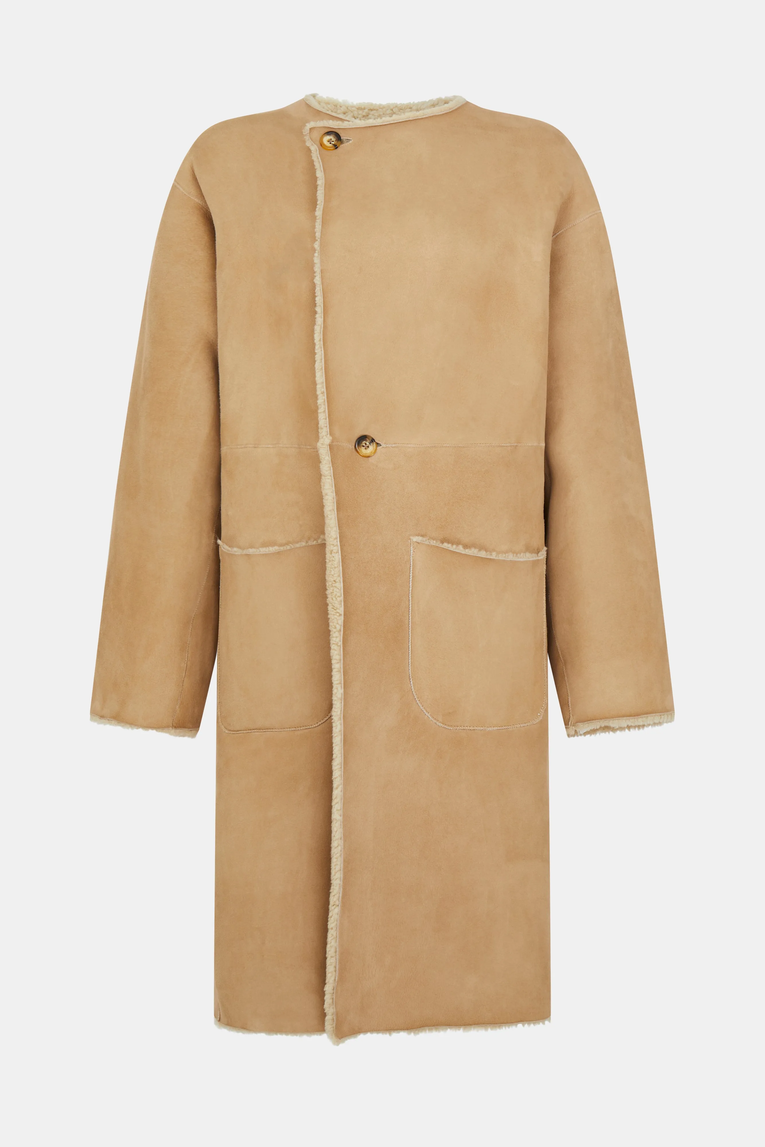 Vanilla Curly Shearling Reversible Coat