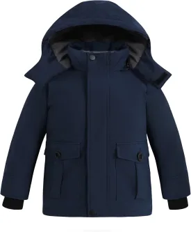 wantdo Boy's Winter Coat Warm Puffer Jacket Waterproof Snow Coat Hooded