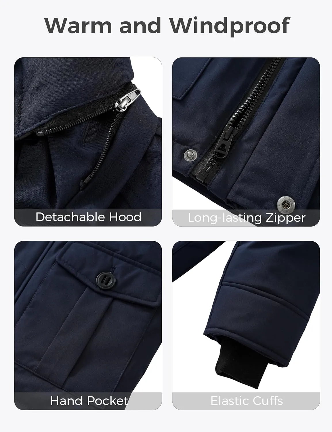 wantdo Boy's Winter Coat Warm Puffer Jacket Waterproof Snow Coat Hooded
