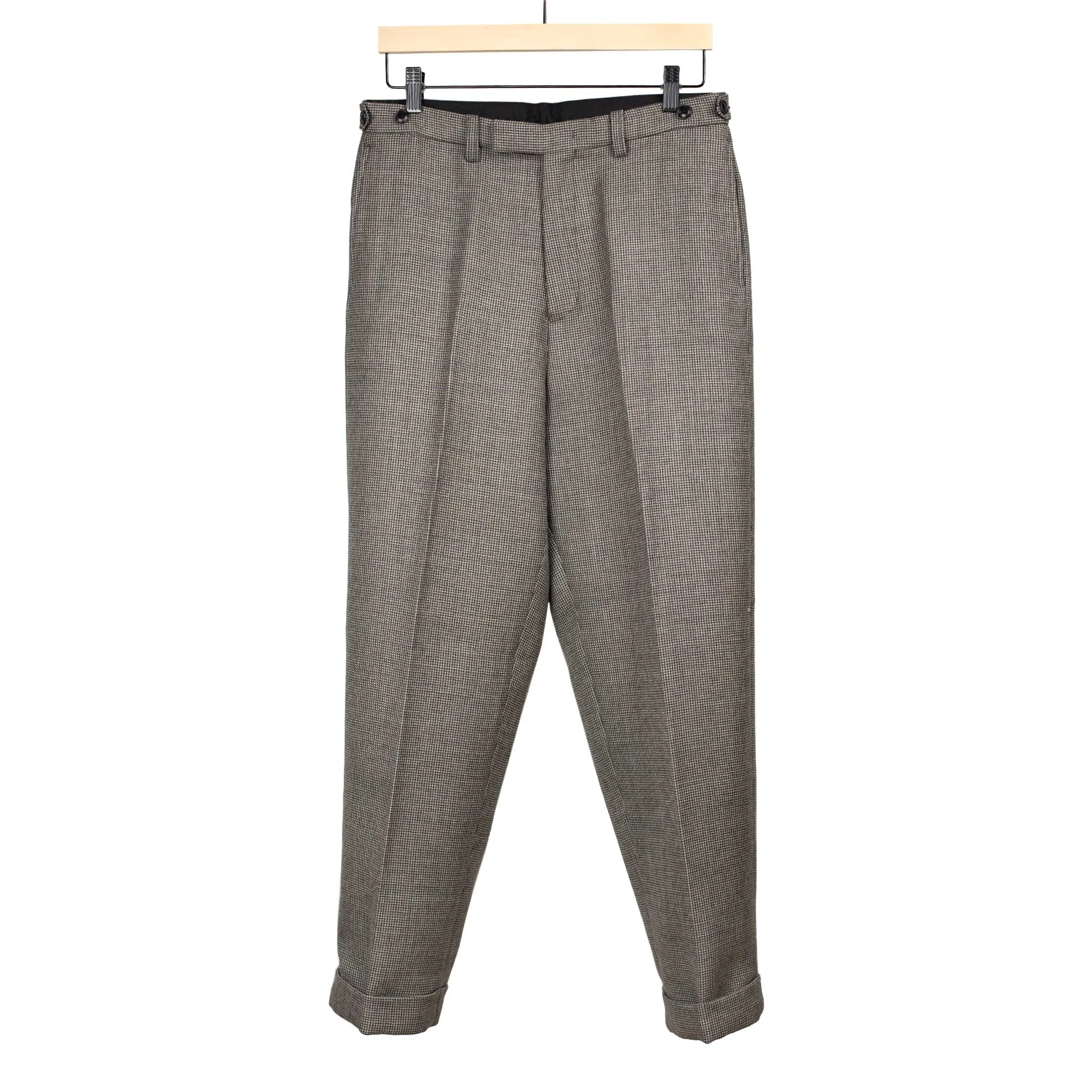 Wide flat front trousers in grey double-cloth twill (separates)