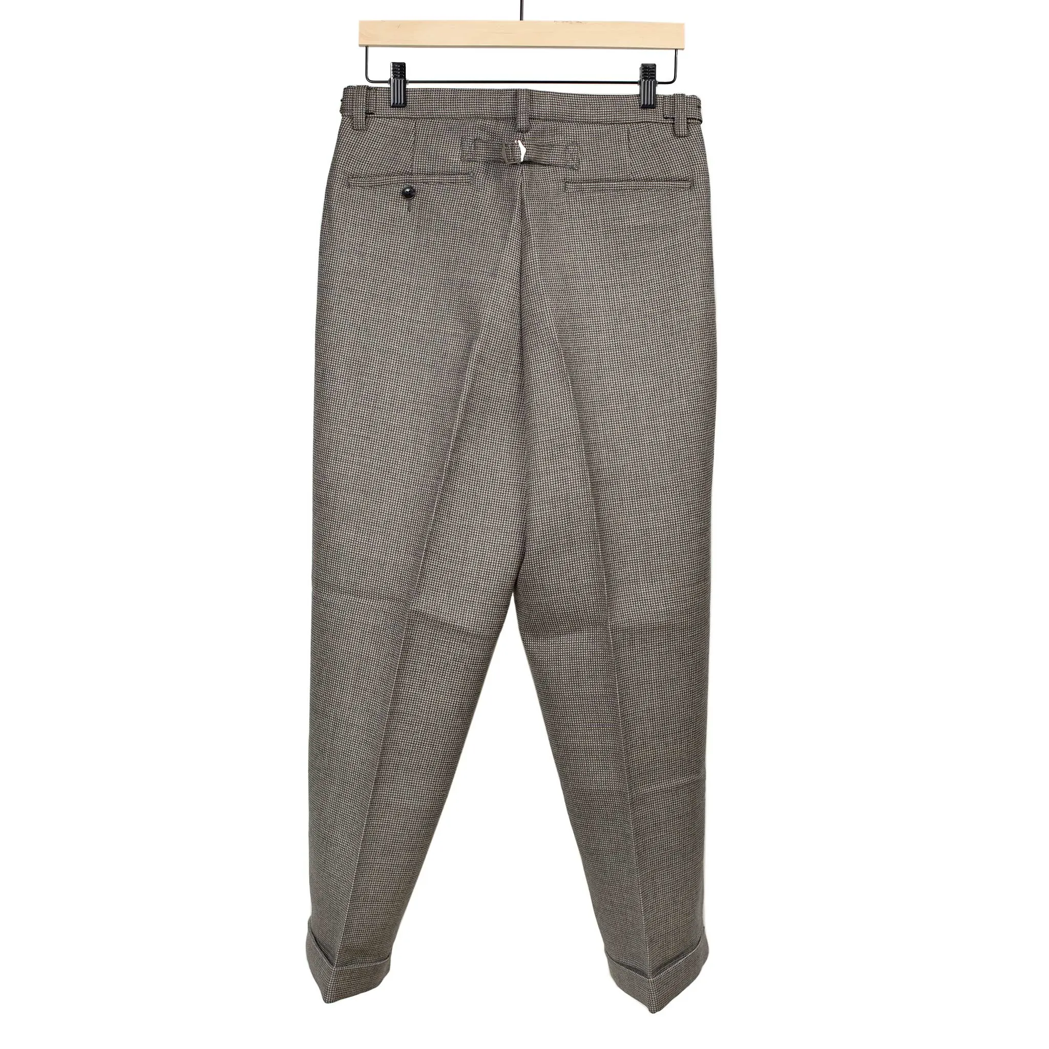 Wide flat front trousers in grey double-cloth twill (separates)