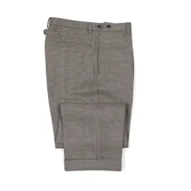 Wide flat front trousers in grey double-cloth twill
