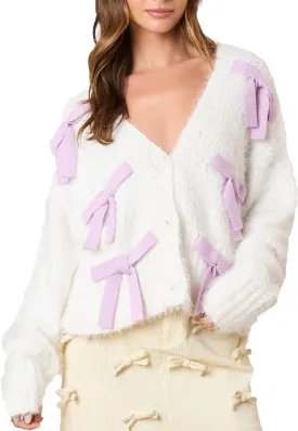 Women Cute Cropped Cardigan Y2k Fruit Graphic Open Front Sweater 3D Floral Chunky Knit Shrug Aesthetic Clothes