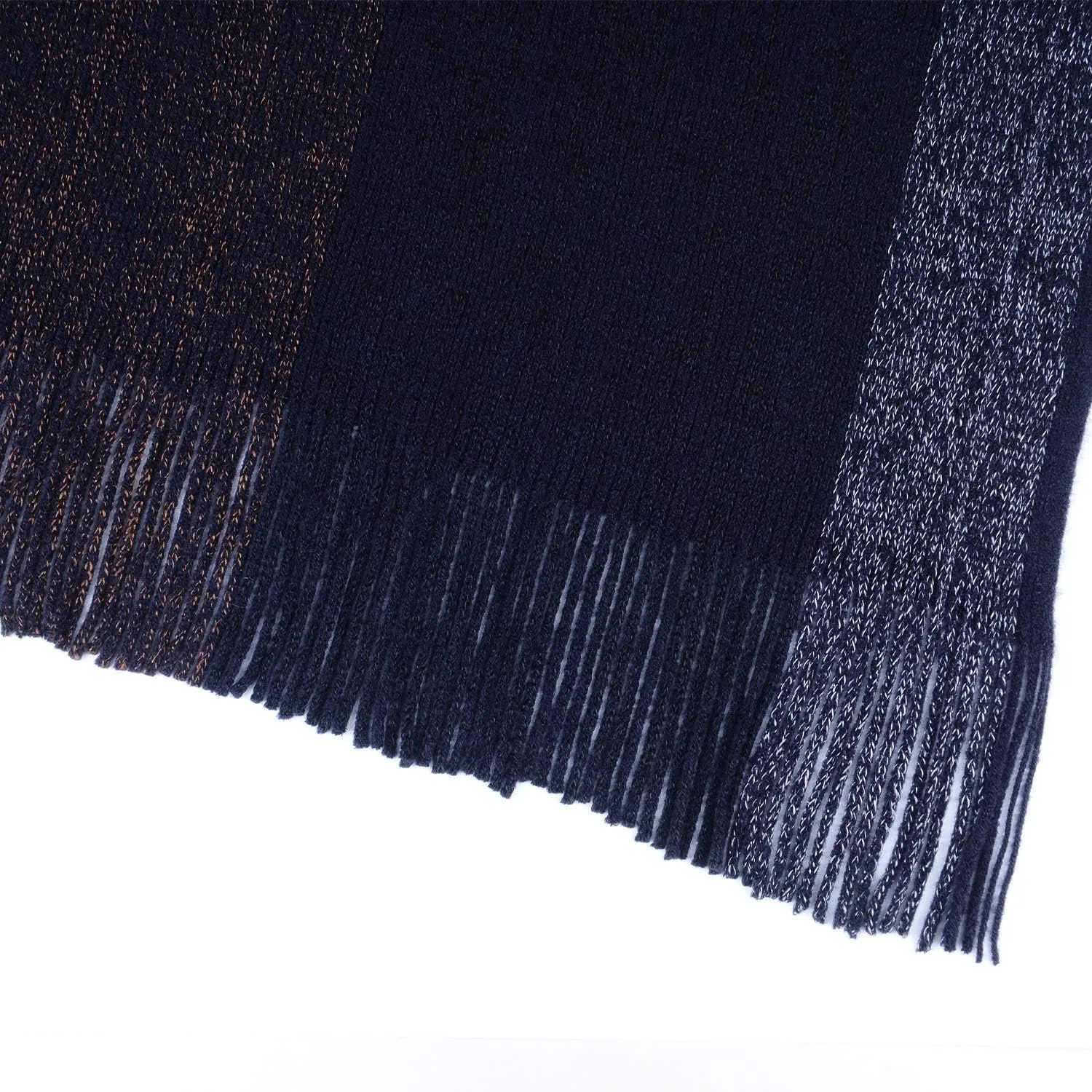 Women's Elegant Knitted Shawl Poncho with Fringed V-Neck Striped Sweater Pullover Cape Gifts for Women Mom