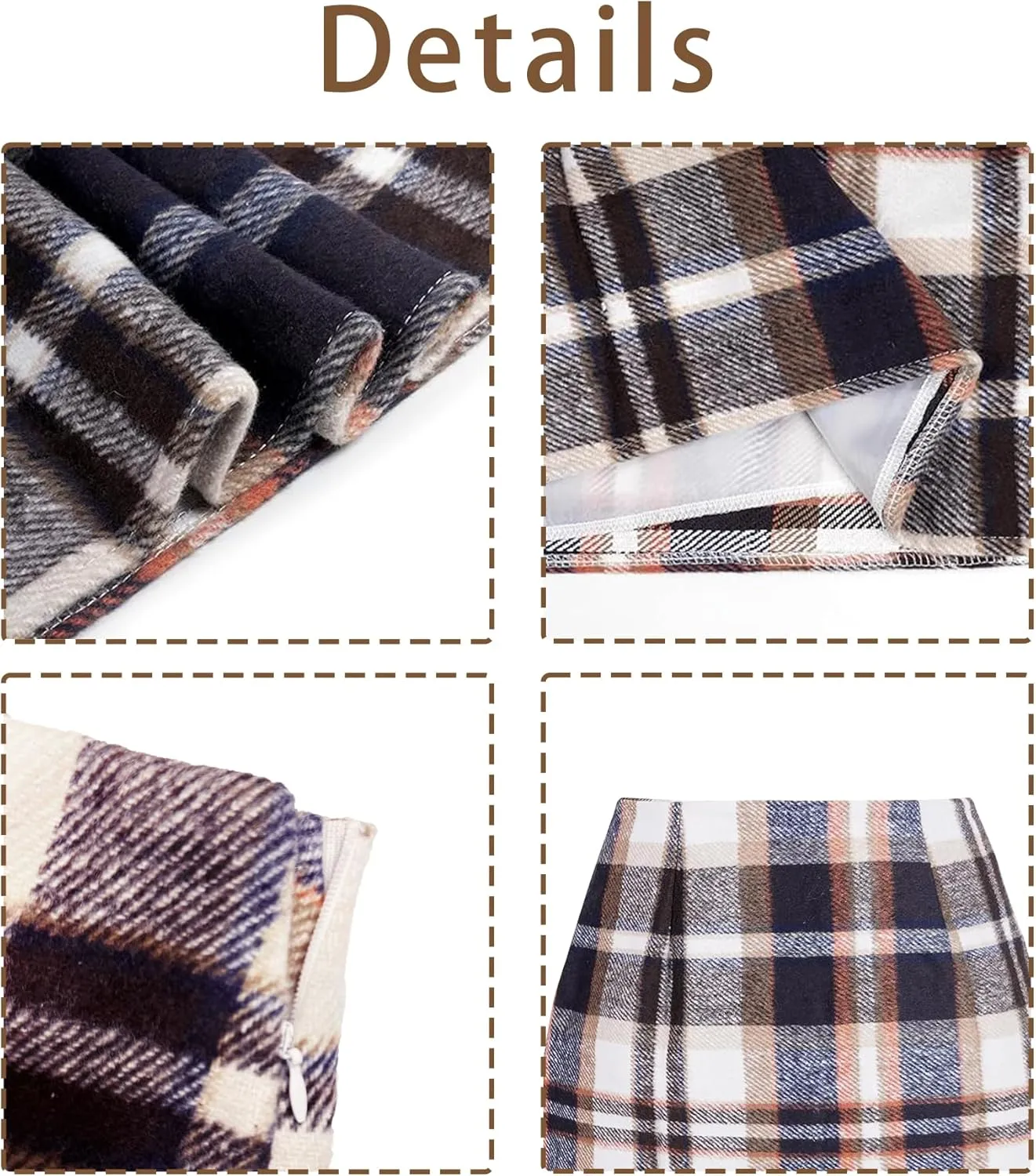 Womens Girl High Waisted Plaid Skirt Fall Winter Wool Bodycon Pencil Skirts