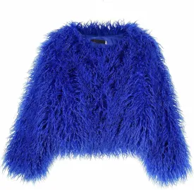 Women's Shaggy Faux Fur Outwear Coat Jacket Long Sleeve Warm Winter