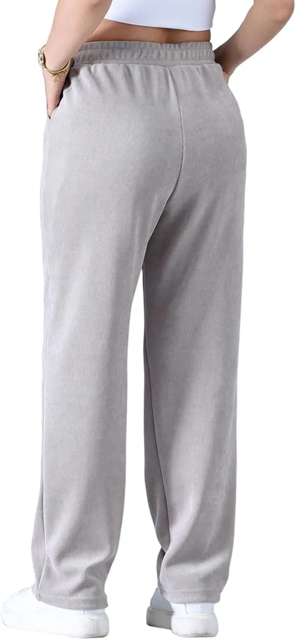 Zoulee Women's High Rise Utility Straight Leg Corduroy Drawstring Pants