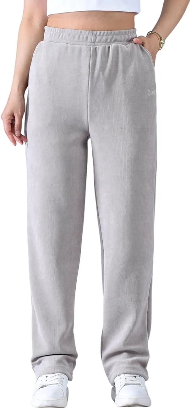 Zoulee Women's High Rise Utility Straight Leg Corduroy Drawstring Pants