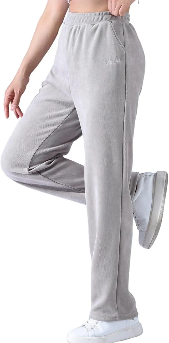 Zoulee Women's High Rise Utility Straight Leg Corduroy Drawstring Pants