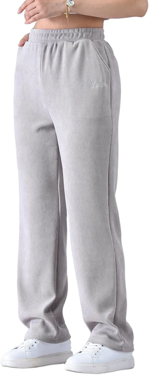 Zoulee Women's High Rise Utility Straight Leg Corduroy Drawstring Pants